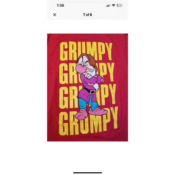 VTG Disney Oversized One Size Fits All Grumpy T-Shirt Double Sided OSFA Vintage - Picture 7 of 8